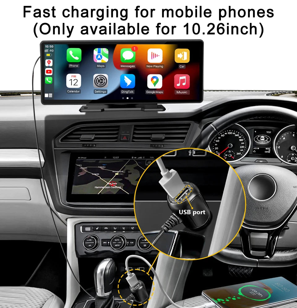 HD 7/10.26" QLED Touch Screen Car Radio Multimedia Stereo MP5 WIFI Wireless Carplay Android Auto Mirror Link Camera Head Unit