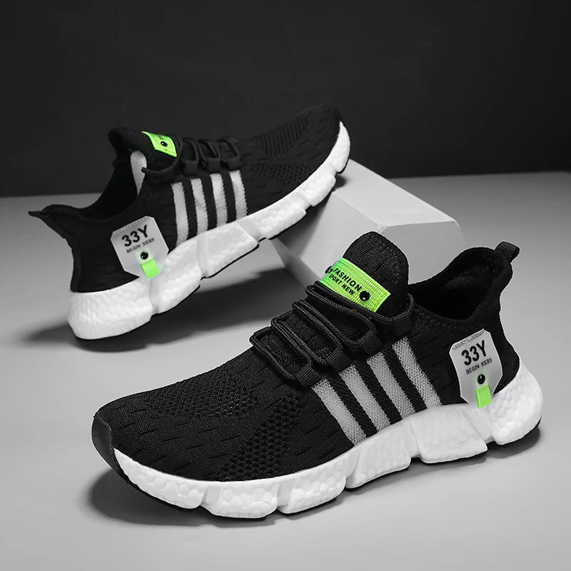 Breathable Mesh Men Shoes Trendy Lightweight Walking Flats Plus Size Male Tennis Sneakers Outdoor Running Fitness Shoes 2024