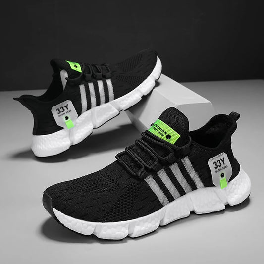 Breathable Mesh Men's Shoes Trendy Lightweight Walking Flats Plus Size Male Tennis Sneakers Outdoor Running Fitness Shoes 2024