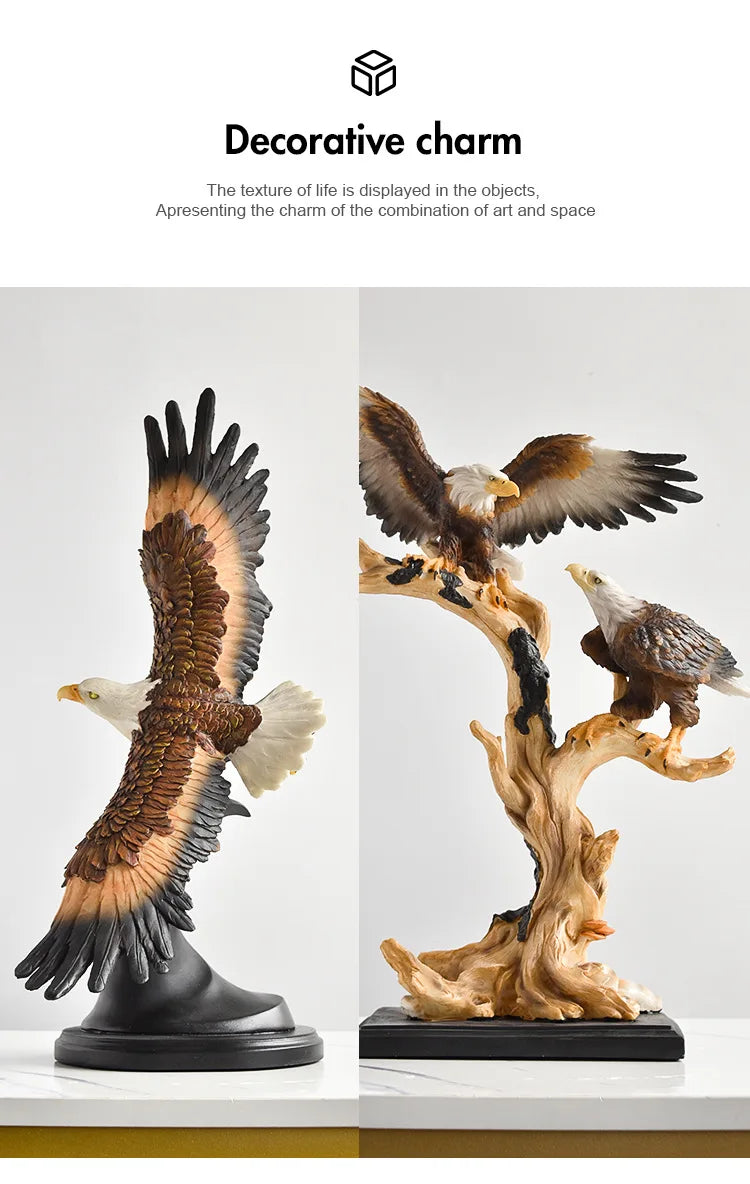 Chinese Style Simulated Eagle Ornaments Resin Decoration for Home Living Room Wine Cabinet Foyer Office Crafts