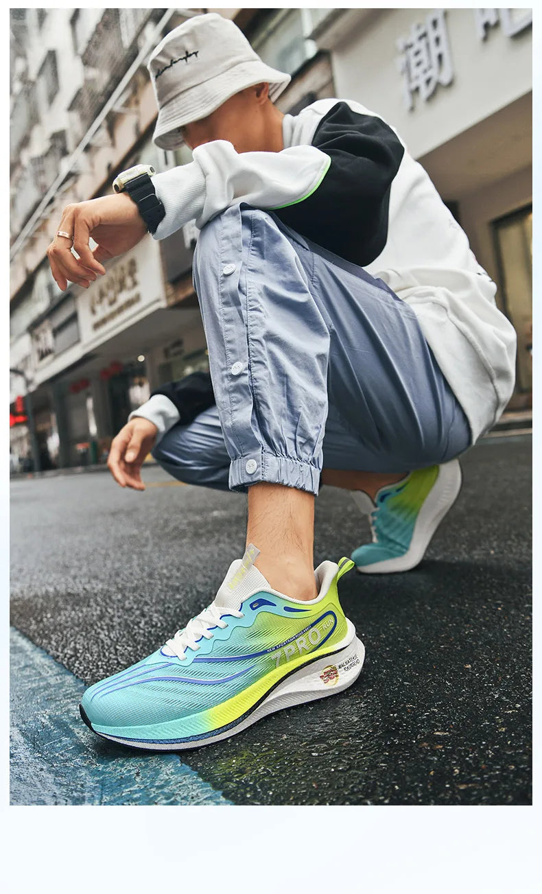 Summer Men's Running Shoes New Professional Carbon Plate Sports Training Shoes Outdoor Non-slip Shock-absorbing Tennis Shoes