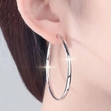 Somila S925 Sterling Silver Big Hoop Earrings For Women Brincos Moda Jewelry Accessories 3.0MM Fashion Cерьги Kольца 30-60MM