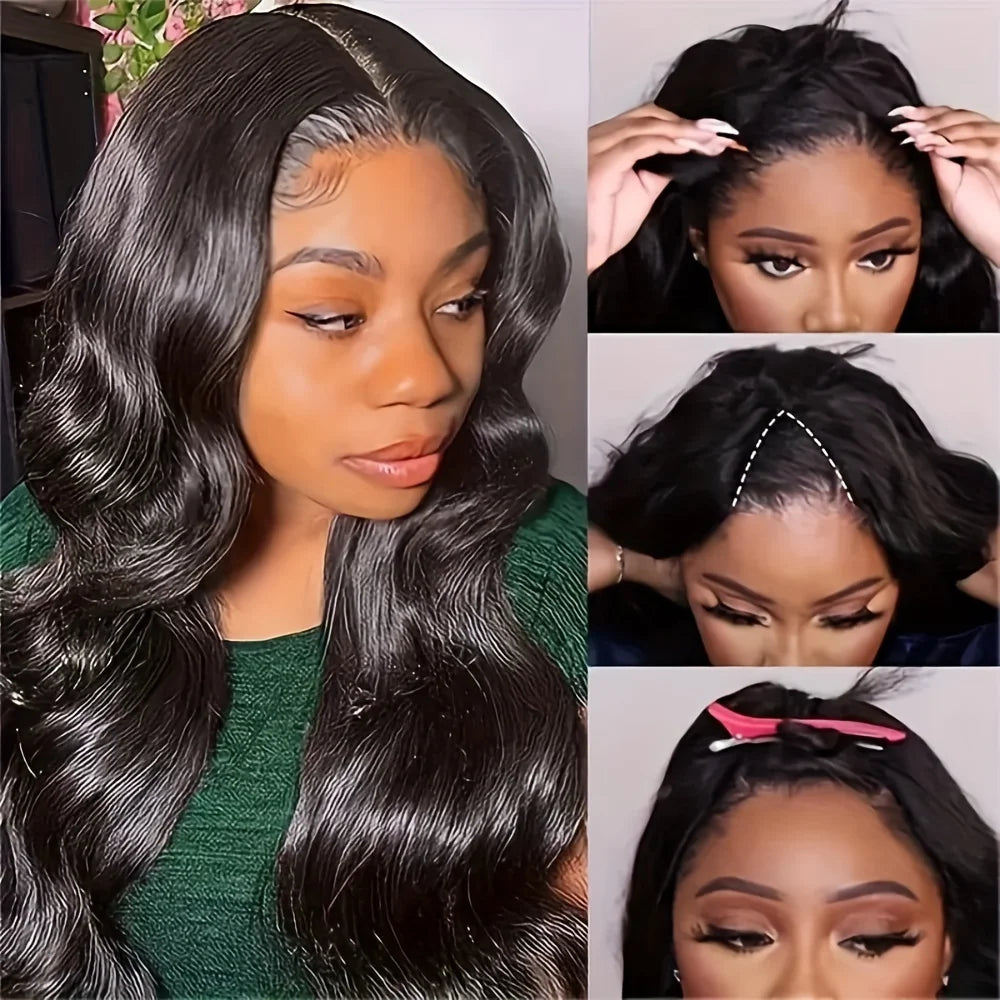 Peruca V-part cabelo humano ondeulado body wave-sem cola glueless