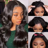 Peruca V-part cabelo humano ondeulado body wave-sem cola glueless