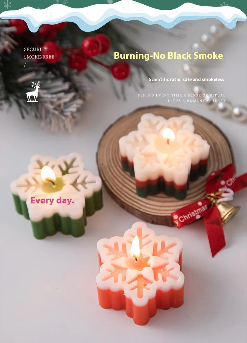 New Christmas Snowflake Aromatherapy Candle Hand-Made Romantic Atmosphere Creative Home Desktop Decorations With Gifts Ornaments