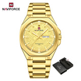 New Style NAVIFORCE Men's Wrist Watch 3ATM Waterproof Stainless Steel Band Luminous Pointer Display Luxury Boys Watches Gifts