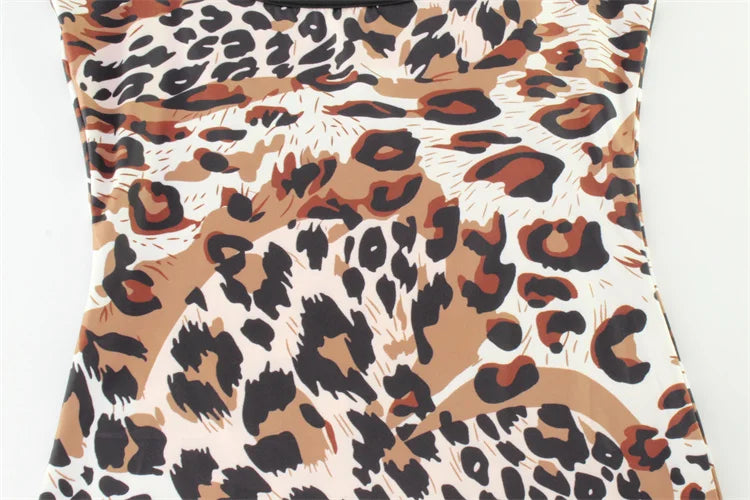 Fashion Sexy Summer Leopard Printed Women's Backless Streetwear Regular Casual Camisole Strapless Skinny Vestidos Robes