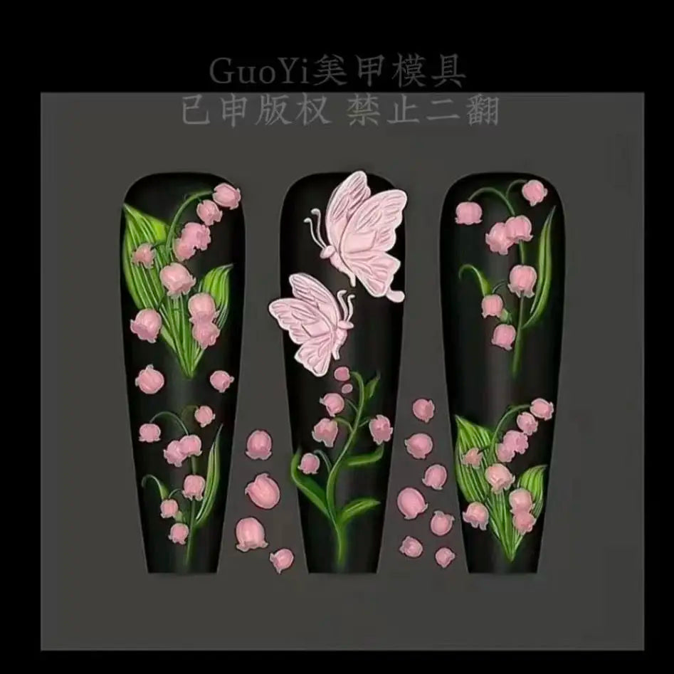 1pc Bowknot Candles Jellyfish Shell Rose Leaf  3D Acrylic Mold Nail Art Decoration Nails DIY Design Silicone  Nails Mold
