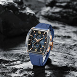NAVIFORCE 6101 Casual Men's Quartz Watch Tonneau Dial Luminous Waterproof Silicone Strap Outdoor Sports Fashion Watches for Men
