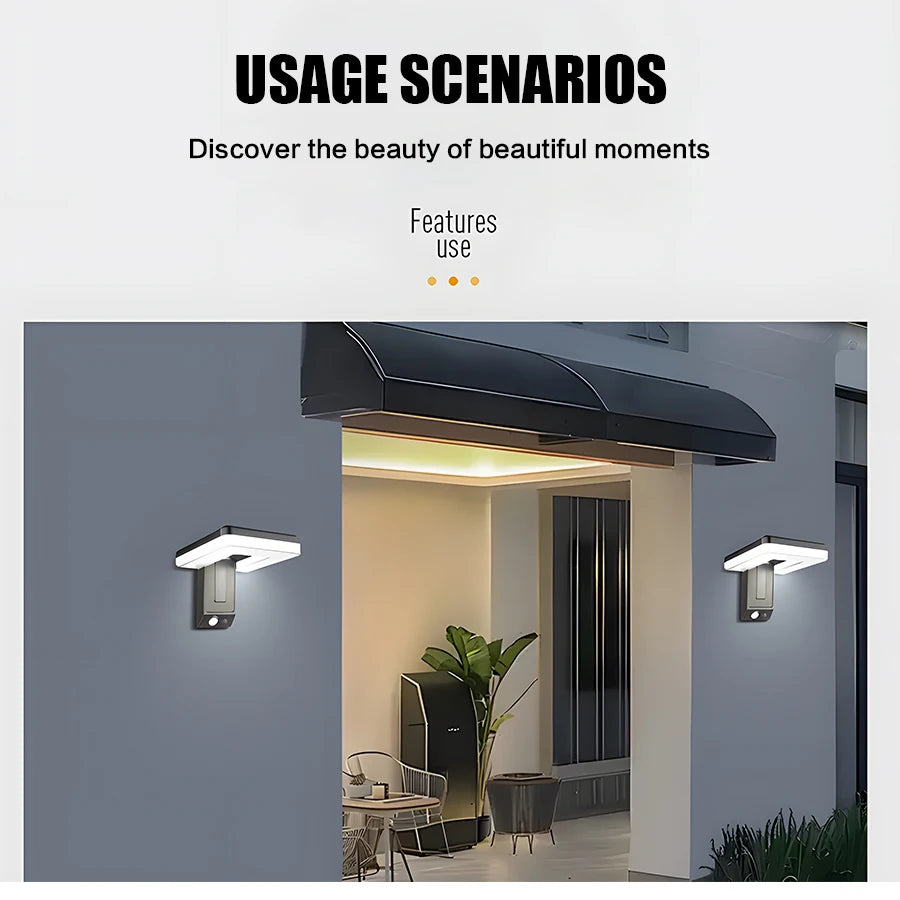 New Outdoor Solar Sensor Wall Light Folding  Light 3 Modes 120°  Adjustable Waterproof Courtyard Corridor Balcony Outdoor