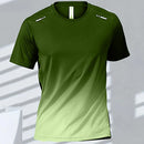 Camisetas deportivas para hombre, ropa deportiva de fitness, de secado rápido, con gradiente, de manga corta, para exteriores, baloncesto, entrenamiento, running, ropa para hombre