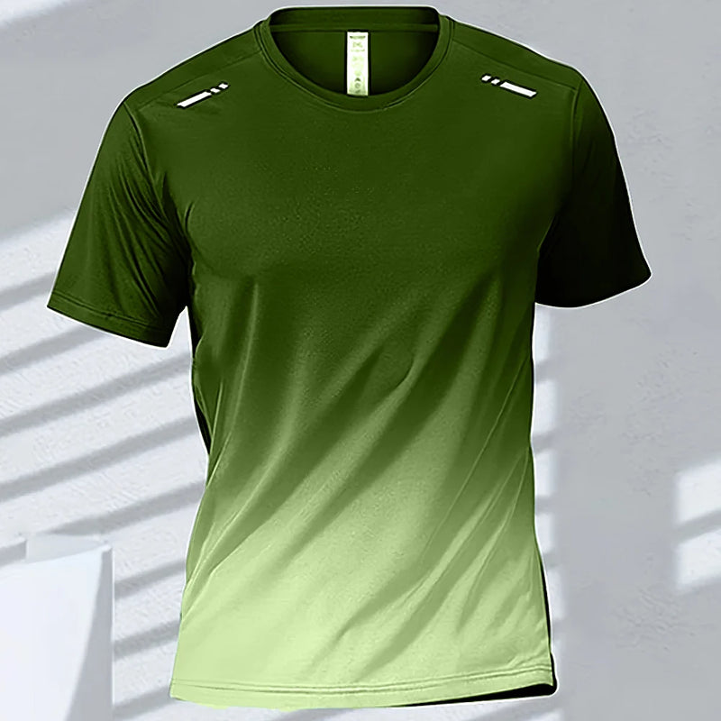 Camisetas deportivas para hombre, ropa deportiva de fitness, de secado rápido, con gradiente, de manga corta, para exteriores, baloncesto, entrenamiento, running, ropa para hombre