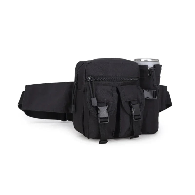 Tactical Running Waist Bag Outdoor Small Waterproof Canvas Backpack Unisex Sports Functional Bottle Carrier For Outdoor Activiti