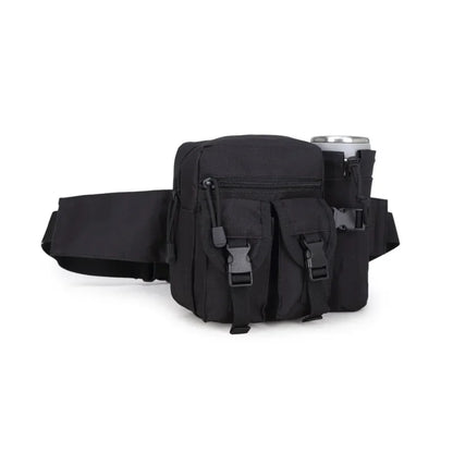Tactical Running Waist Bag Outdoor Small Waterproof Canvas Backpack Unisex Sports Functional Bottle Carrier For Outdoor Activiti