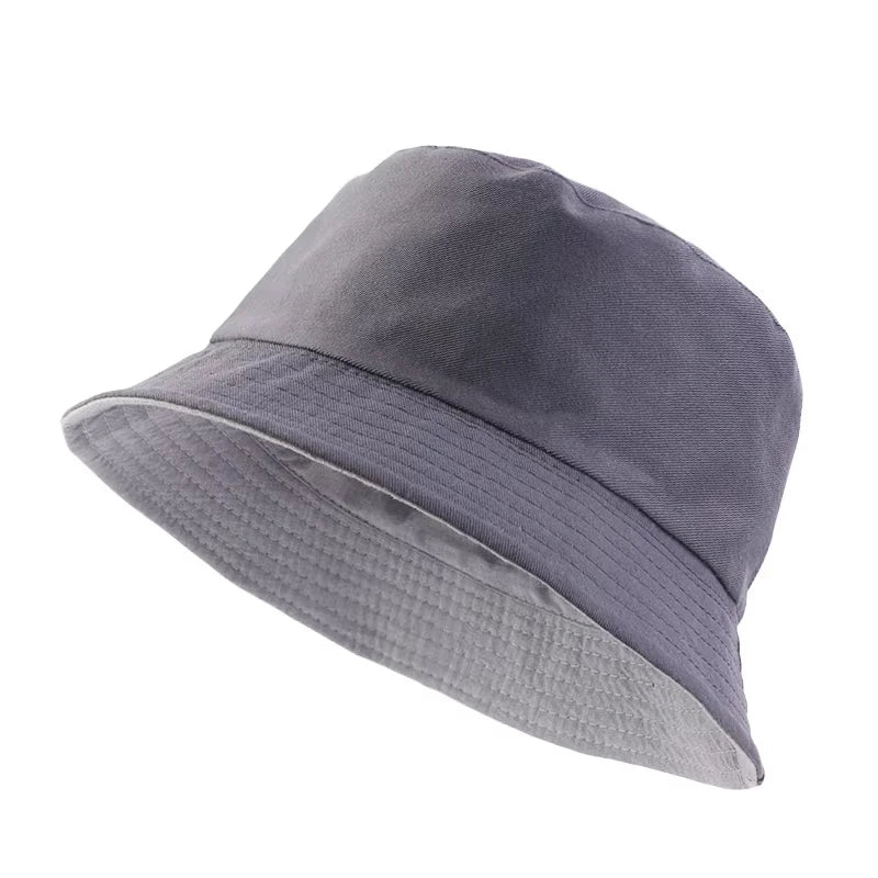 Spring Summer Unisex Solid Color Fisherman Cap Foldable Bucket Hat Outdoor Sunscreen Hat Fashionable Double-Sided Basin Hat
