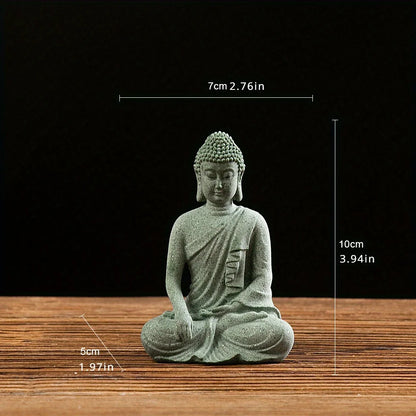 Estatua de Buda, decoración de pecera, mini figura budista, adorno de escritorio, decoración de mesa, estatua zen para el hogar, arenisca verde, Tailandia