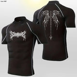 Camisetas deportivas de cuello alto para hombre, de secado rápido, para fitness, running, de manga corta, de compresión, informales, para ciclismo al aire libre, transpirables. 