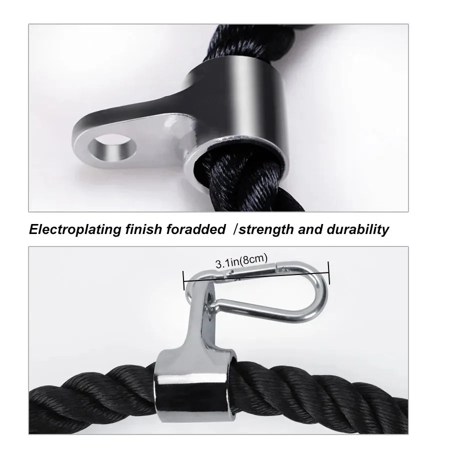 Cuerda para bajar tríceps, manijas de tracción facial, cuerda de empuje hacia abajo para bíceps, espalda, hombros, tríceps, cuerda de tensión para fitness, accesorio de gimnasio