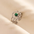 1pc Green Turquoise Ring Hippie Stainless Steel Silver Color Charm Opening Adjustable Ring Women Chunky Bohemian Party Jewelry