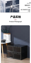 Caja de zapatos de acrílico transparente, tamaño 48, grande, gruesa, antioxidante, apertura frontal, apertura lateral, caja de zapatos AJ con succión magnética