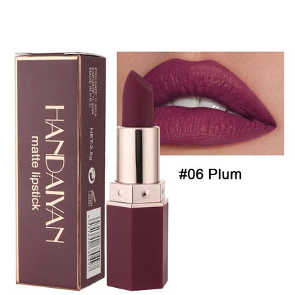 Lápiz labial mate de alta pigmentación HANDAIYAN, terciopelo, resistente al agua, maquillaje de larga duración, cosméticos para labios