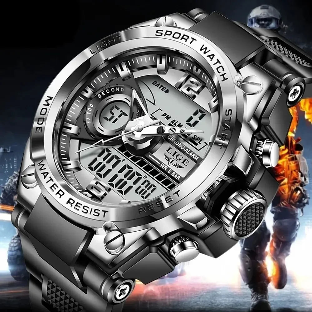 Men Military Digital Waterproof Wristwatch LED Quartz Clock Sport Watch