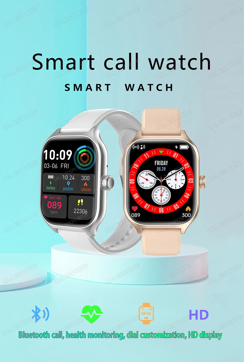 Smart Watch For Android IOS Watches 1.83inch HD Display Bluetooth Call Message Alert Music Sports Mode Smartwatch Men Women Ht30