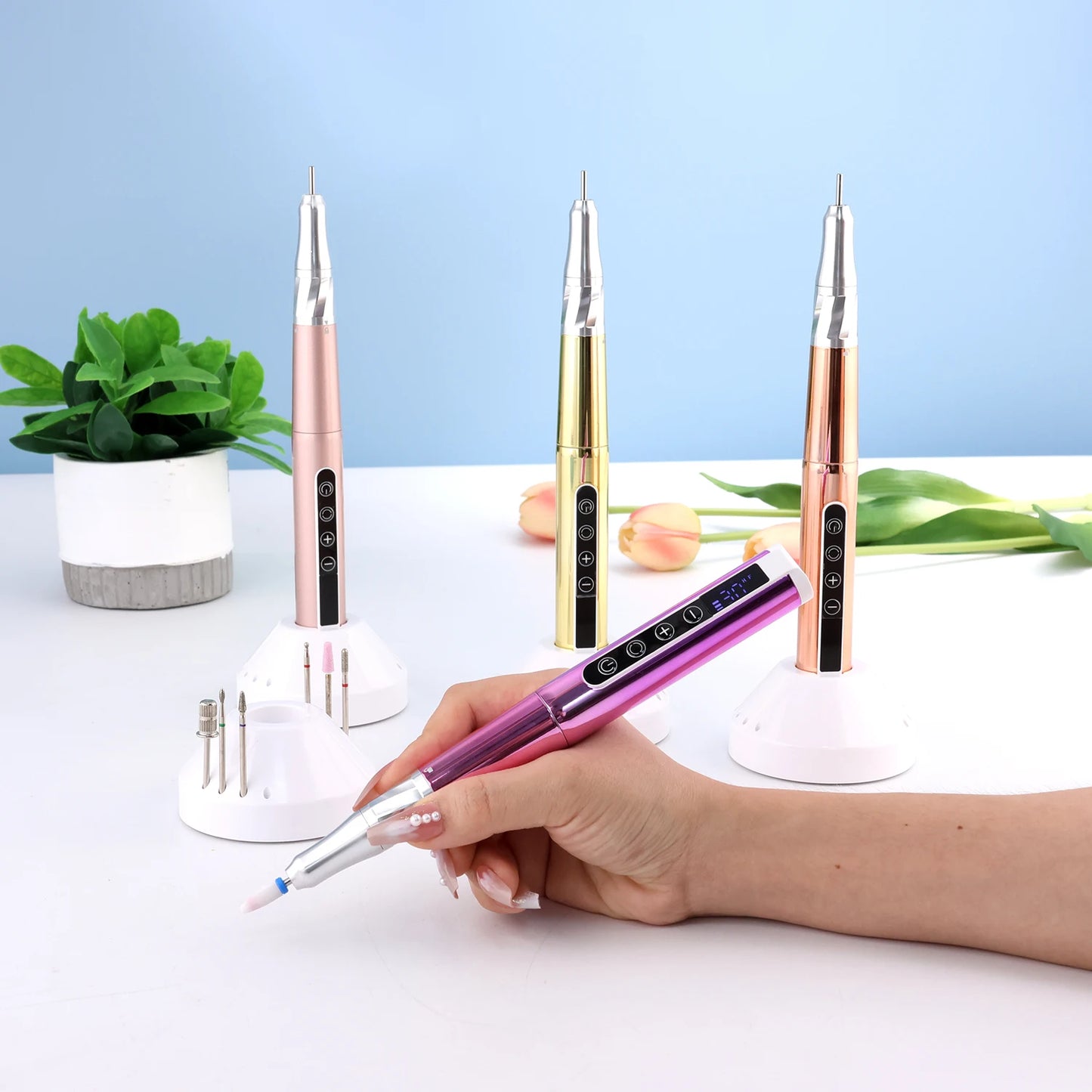 85w Brushless Motor Cordless Nail Drill 35000RPM Electric Handle Pen Drill Pedicure Rechargeable Handpiece Portable Base Charge