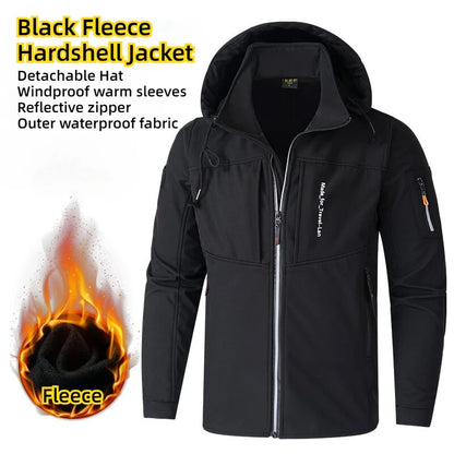 KB Men's Outdoor Jackets Fleece Lining Windbreaker Waterproof Winter Warm Jacket for Men Detachable Hat Men's Coats