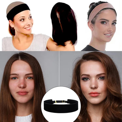 Plussign Wig Grip Headband For Lace Frontal Wigs Adjustable Invisible Wig Hair Band Nude Non-Slip Velvet Wig Band To Hold Wigs