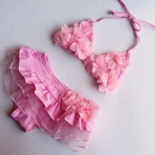 Nuevo traje de baño para niños, lindo traje de baño de flores para niñas.