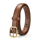 2.3cm Classic Women Leather Belt with Golden Square Buckle Thin Casual Dress Waist Band for Students Ladies Fashion Accessory