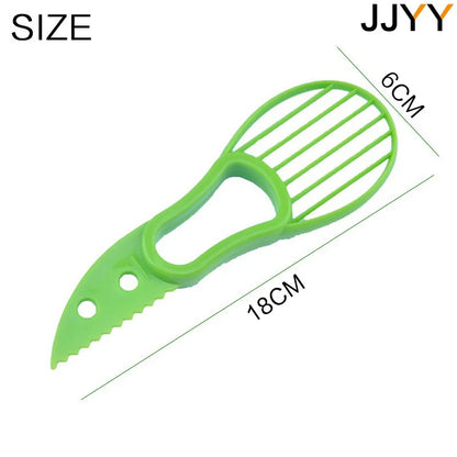 JJYY 3 en 1 Cortador de aguacate, descorazonador de manteca de karité, pelador de frutas, separador de pulpa, cuchillo de plástico, utensilios de cocina para verduras