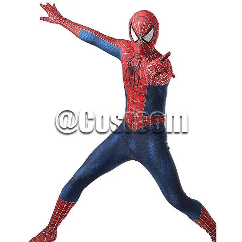 Tobey Maguire Spiderman Costume Black/Red Raimi Spider Man Cosplay Superhero Zentai Suit Halloween Costumes for Adults