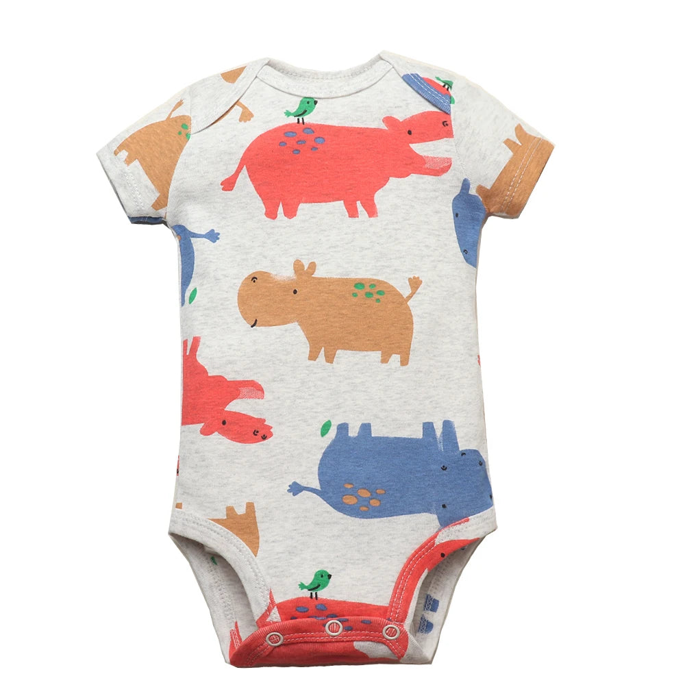 Lote de 5 monos para bebés y niñas, 100 % algodón, de manga corta, para recién nacidos de 6 a 24 meses.