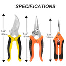 3pcs Multifunctional Stainless Scissors Pruner Garden Scissors for Gardening Flower Fruit Tree Manually Scissor Electrician Tool