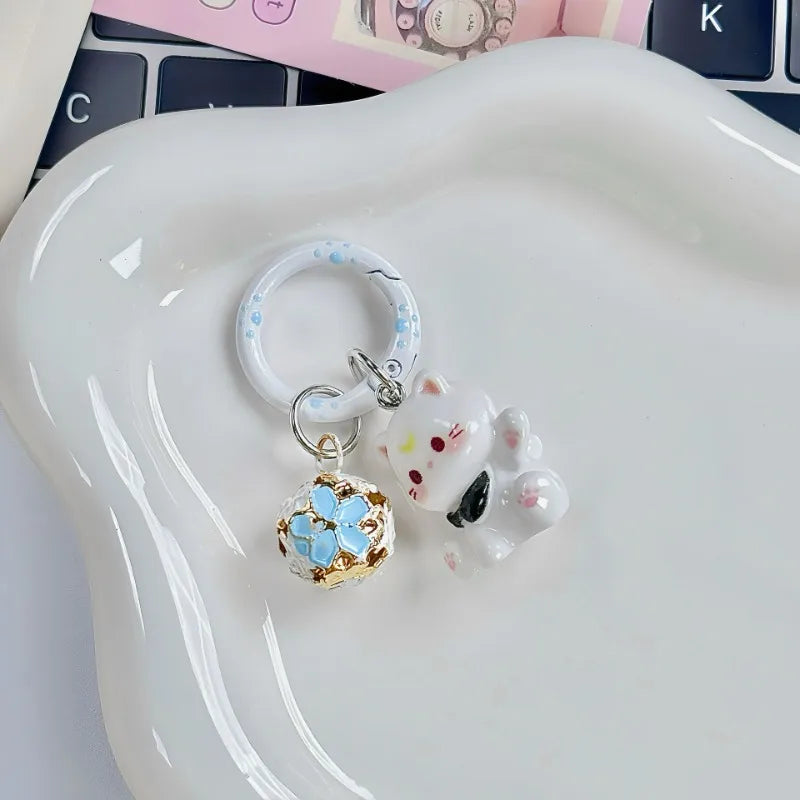 1/6Pcs Colorful Cat Bell Keychains for Friends Backpack Phone Pendant Hangings Couple Cartoon Animal Paw O-shaped Keychains