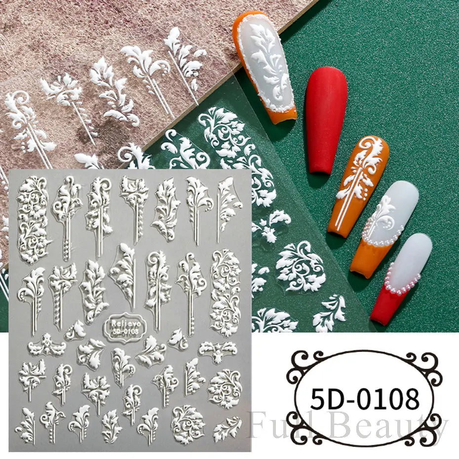 Stickers for Nails Marine Punk Black Line Design Art Slider Party Cool Decoration Adhesive Decal Emboss DIY Manicure Accessories
