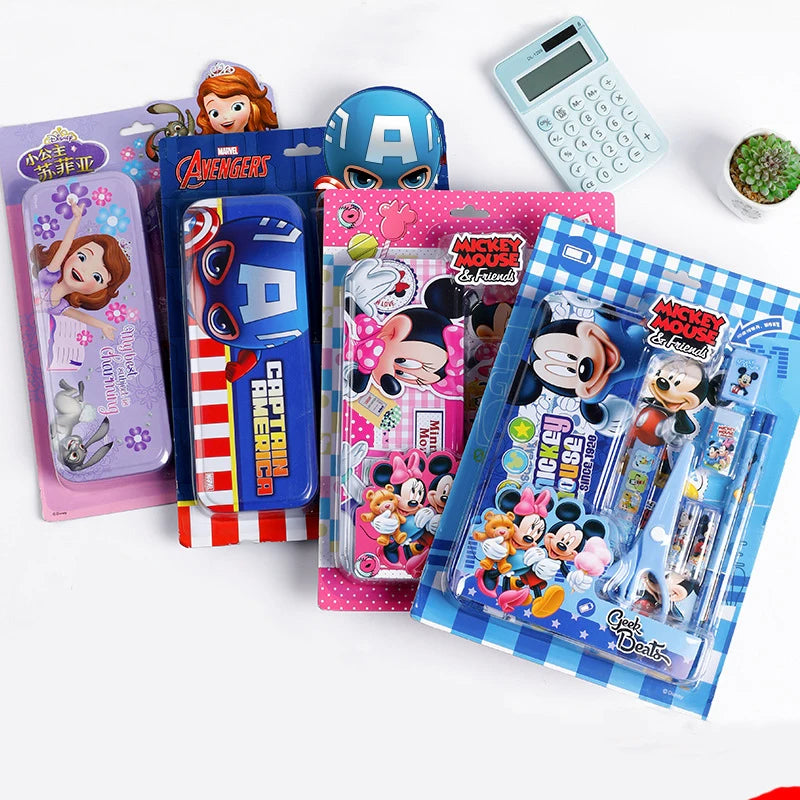 Disney Stationery Set Gift Box Mickey Minne SpiderMan Lotso Frozen Primary student School Supplies Boys girls Children's Gift