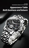 OLEVS 2856 New Men's Watches Luxury Classic Flywheel Design Waterproof Chronograph Moon Phase 24 Hour Quartz Wrist Watch for Men
