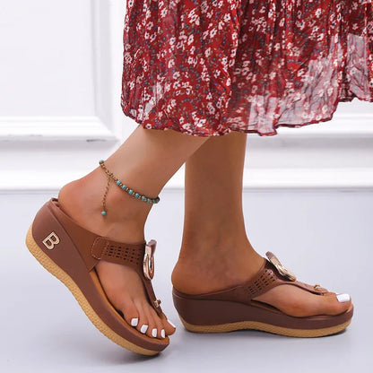 Women New Summer Sandals Open Toe Beach Shoes Flip Flops Wedges Comfortable Slippers Cute Sandals  Femme Plu Size 35~43