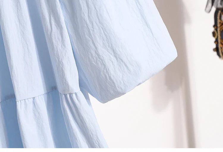 Plus Size Shirts & Blouses Women Summer 2025 New Arrival Korean Fashion Tops Short Puff Sleeve Loose Sweet Blouse Woman L-4XL