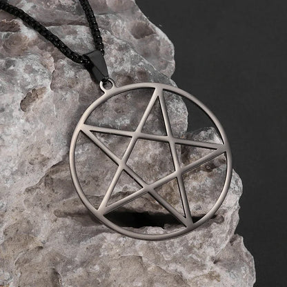 Stainless Steel Solomon Religious Seven Archangels Compass Pendant Necklace Men's Retro Lucky Amulet Jewelry