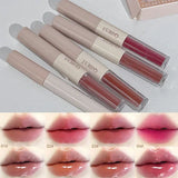 QIBEST Multipurpose Makeup Set 4pc Double Head Lip Glaze, Face Pressed Powder,Blusher,Eyeshadow, Eyebrow Pencil,Eyeliner,Lip Oil