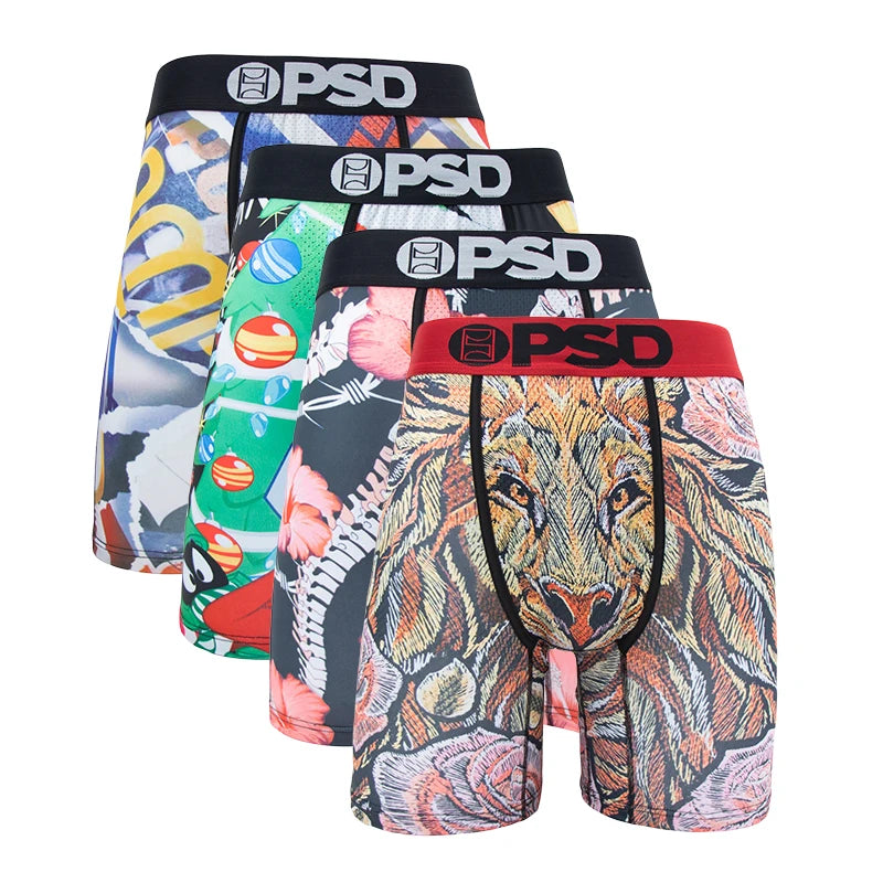 4Pcs Sexy Men Underwear Boxer Shorts Print Boxershorts Panty Cueca Male Panties Lingerie Fashion Underpants man