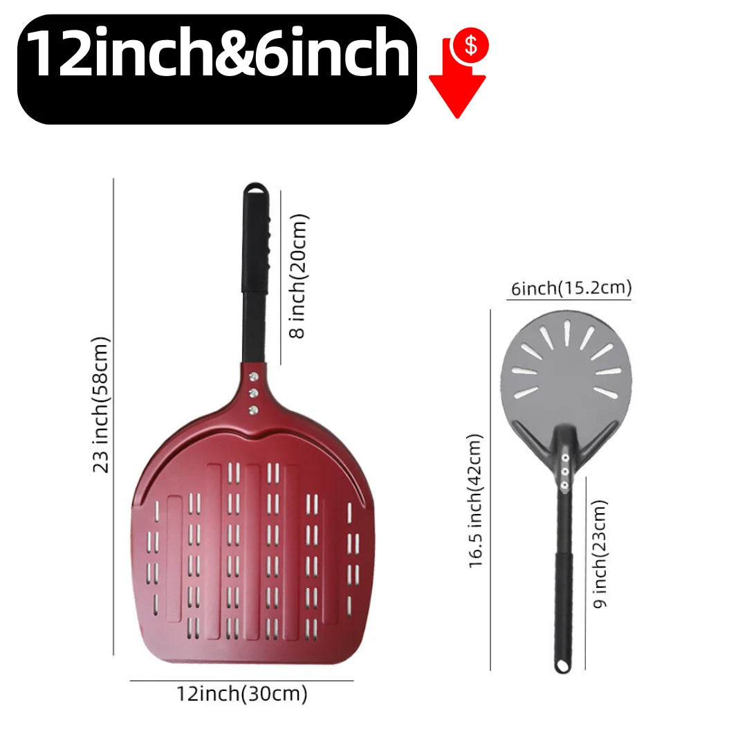 6&12 13 14  Inch Pizza Perforated Shovel Paddle Pizza Oven Turning Peel Hard  Anodized Pizza  Baking Kitchen Tool Spatula