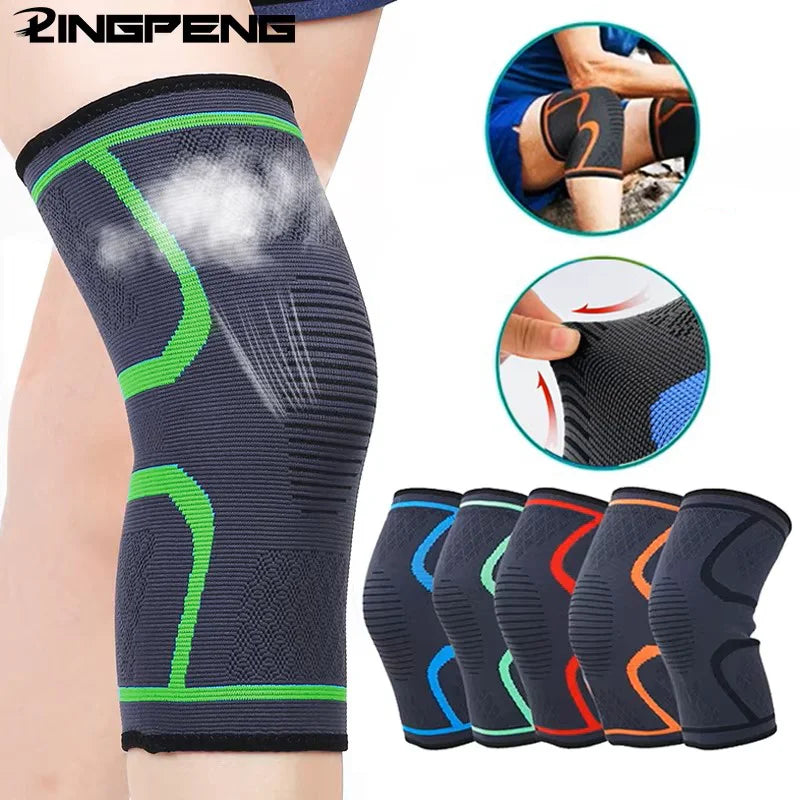 1 Unidade de Joelheira de Compressão Elástica em Nylon para Fitness, Corrida, Ciclismo e Esportes (Basquete/Vôlei)