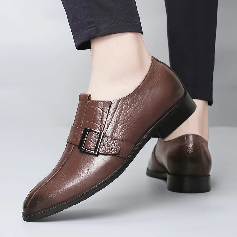 British Style Genuine Leather Wedding Oxfords Business Shoes Mens Casual Leather Crocodile Pattern Office Work Shoes Dress Shoes