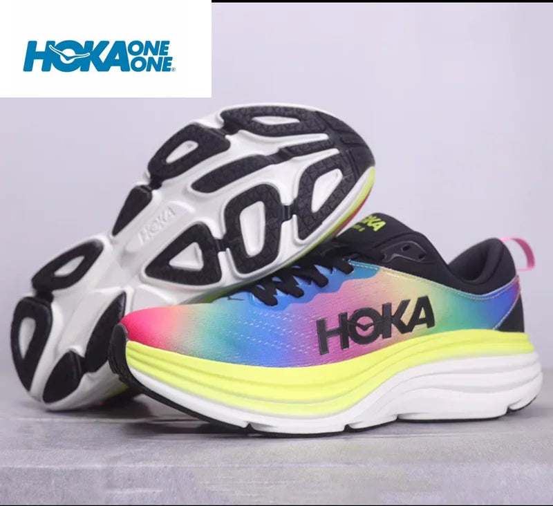 HOKA Sport Running Shoes Bondi 8 Breathable Anti Slip Cushioning Road Runs Shoes Men Sport Shoes Lifestyle Outdoor Sneaker Women