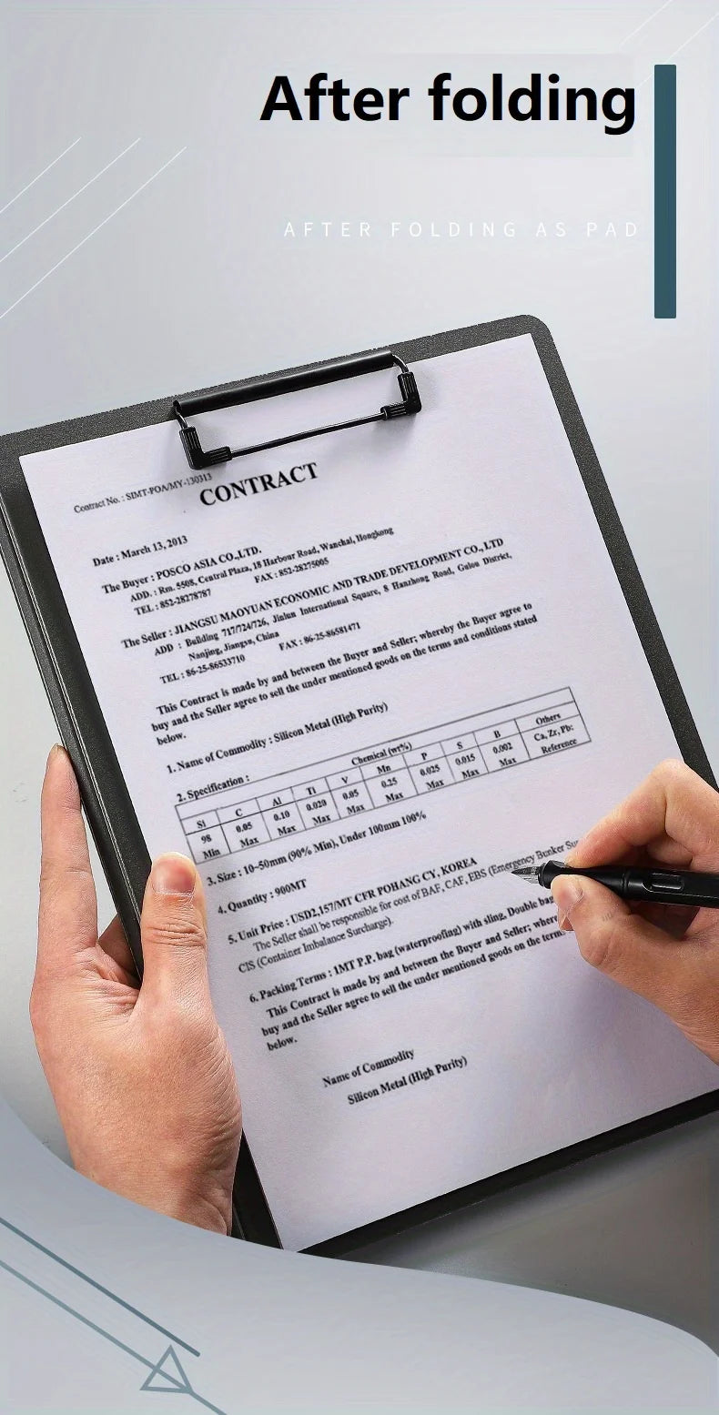 1pc A4 File Folders, Documents Organizer, Clipboard With Cover, Paper Folder For Business & School, Stationery & Office Supplies